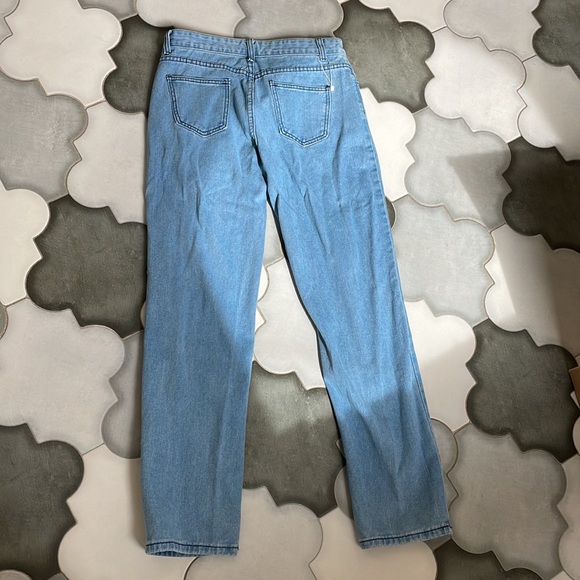 Jeans, blue with rainbow lettering, big fitting, low rise - Picture 2 of 3